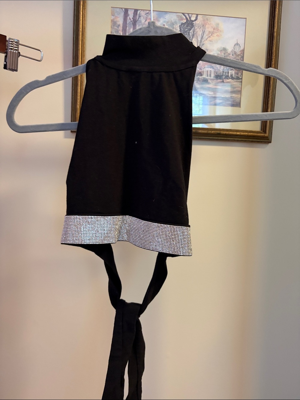 Subdued Women’s Black Halter Dress with Rhinestone Trim